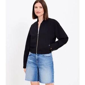 LOFT Crepe Black Bomber Jacket